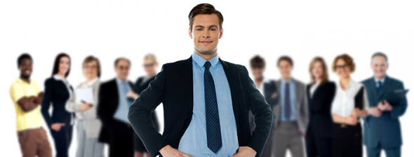 Manager in front of employees Manager in front of employees